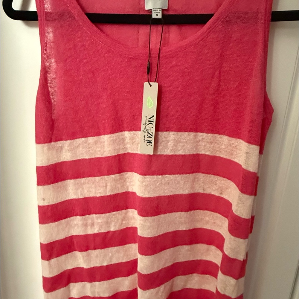 NIC+ZOE Pink and Cream Striped Tank Top
